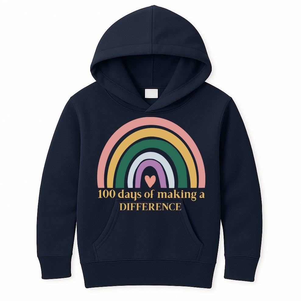 100 Days Of Making A Difference School Rainbow Kids Hoodie