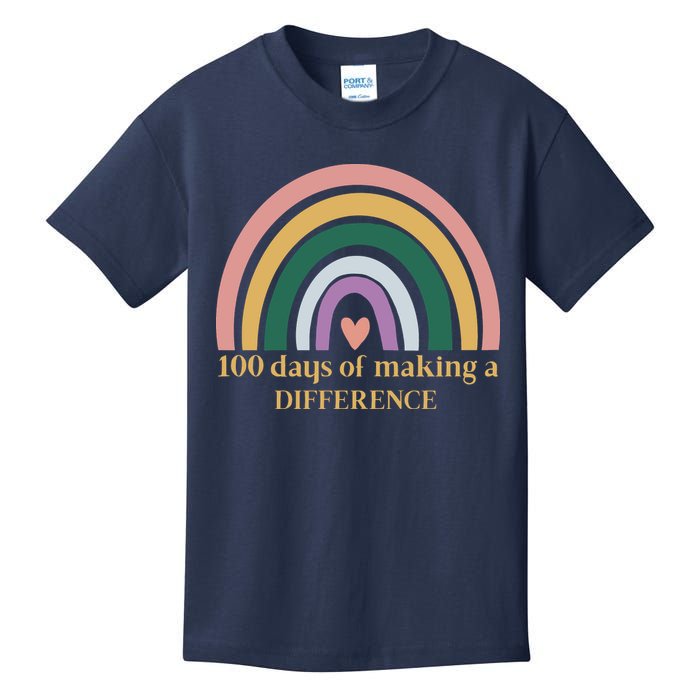 100 Days Of Making A Difference School Rainbow Kids T-Shirt