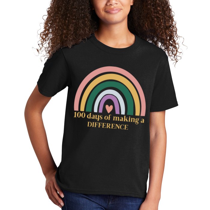 100 Days Of Making A Difference School Rainbow Kids T-Shirt
