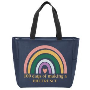 100 Days Of Making A Difference School Rainbow Zip Tote Bag