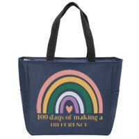 100 Days Of Making A Difference School Rainbow Zip Tote Bag