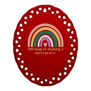 100 Days Of Making A Difference School Rainbow Ceramic Oval Ornament