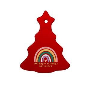 100 Days Of Making A Difference School Rainbow Ceramic Tree Ornament