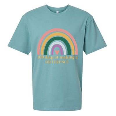 100 Days Of Making A Difference School Rainbow Sueded Cloud Jersey T-Shirt