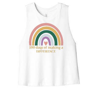 100 Days Of Making A Difference School Rainbow Women's Racerback Cropped Tank