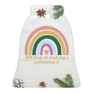 100 Days Of Making A Difference School Rainbow Ceramic Bell Ornament