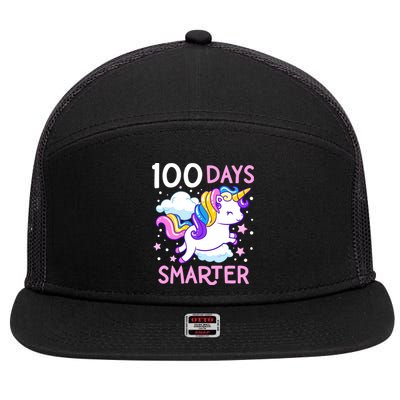 100th Day Of School Unicorn 100 Days Smarter Kindergarten 7 Panel Mesh Trucker Snapback Hat