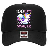 100th Day Of School Unicorn 100 Days Smarter Kindergarten High Crown Mesh Back Trucker Hat