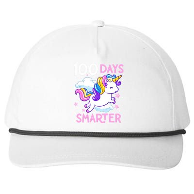 100th Day Of School Unicorn 100 Days Smarter Kindergarten Snapback Five-Panel Rope Hat