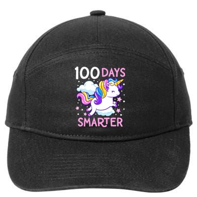 100th Day Of School Unicorn 100 Days Smarter Kindergarten 7-Panel Snapback Hat