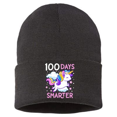 100th Day Of School Unicorn 100 Days Smarter Kindergarten Sustainable Knit Beanie