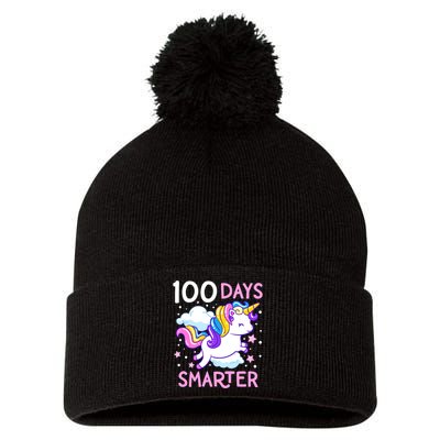 100th Day Of School Unicorn 100 Days Smarter Kindergarten Pom Pom 12in Knit Beanie