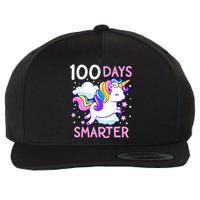 100th Day Of School Unicorn 100 Days Smarter Kindergarten Wool Snapback Cap