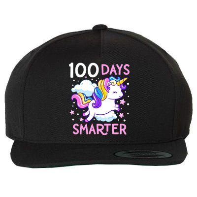 100th Day Of School Unicorn 100 Days Smarter Kindergarten Wool Snapback Cap