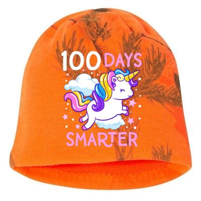 100th Day Of School Unicorn 100 Days Smarter Kindergarten Kati - Camo Knit Beanie