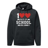 100 Days Of School Cute 100 Days Of School And Still Loving It Hearts 100th Day Performance Fleece Hoodie