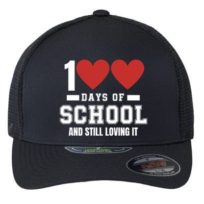 100 Days Of School Cute 100 Days Of School And Still Loving It Hearts 100th Day Flexfit Unipanel Trucker Cap