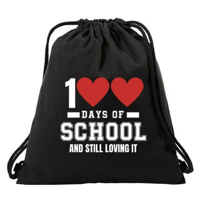 100 Days Of School Cute 100 Days Of School And Still Loving It Hearts 100th Day Drawstring Bag