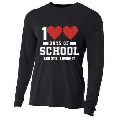 100 Days Of School Cute 100 Days Of School And Still Loving It Hearts 100th Day Cooling Performance Long Sleeve Crew