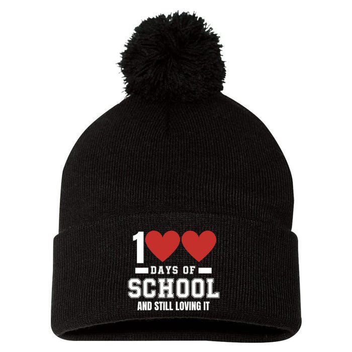 100 Days Of School Cute 100 Days Of School And Still Loving It Hearts 100th Day Pom Pom 12in Knit Beanie