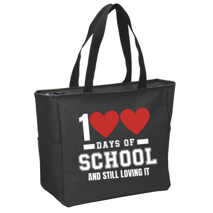 100 Days Of School Cute 100 Days Of School And Still Loving It Hearts 100th Day Zip Tote Bag