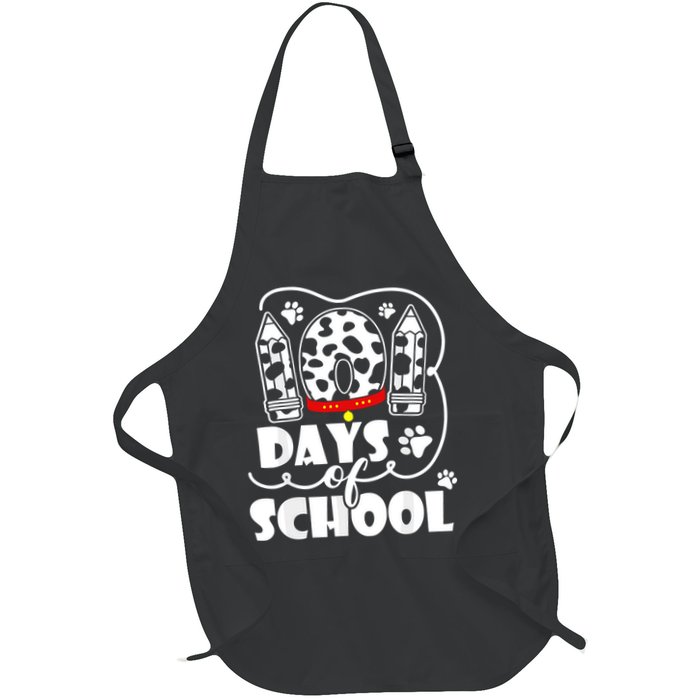 101 Days Of School Dalmatian Dog 100 Days Smarter Full-Length Apron With Pockets