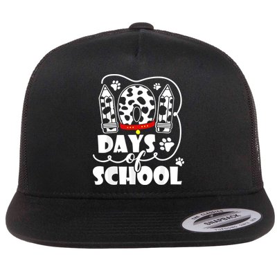 101 Days Of School Dalmatian Dog 100 Days Smarter Flat Bill Trucker Hat
