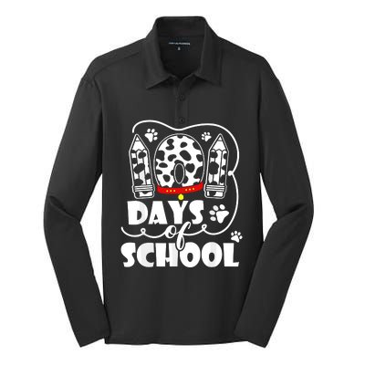 101 Days Of School Dalmatian Dog 100 Days Smarter Silk Touch Performance Long Sleeve Polo