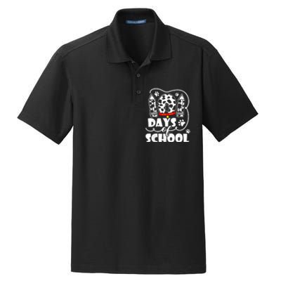 101 Days Of School Dalmatian Dog 100 Days Smarter Dry Zone Grid Polo