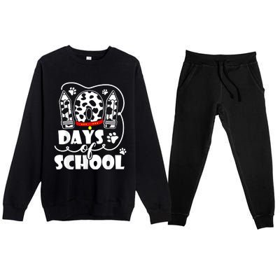 101 Days Of School Dalmatian Dog 100 Days Smarter Premium Crewneck Sweatsuit Set