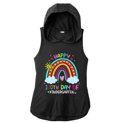 100th Day Of Kindergarten School Rainbow 100 Days Smarter Ladies PosiCharge Tri-Blend Wicking Draft Hoodie Tank