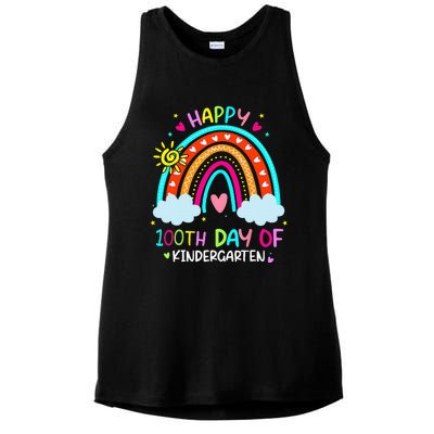 100th Day Of Kindergarten School Rainbow 100 Days Smarter Ladies PosiCharge Tri-Blend Wicking Tank