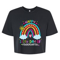 100th Day Of Kindergarten School Rainbow 100 Days Smarter Bella+Canvas Jersey Crop Tee