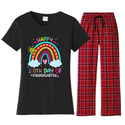 100th Day Of Kindergarten School Rainbow 100 Days Smarter Women's Flannel Pajama Set