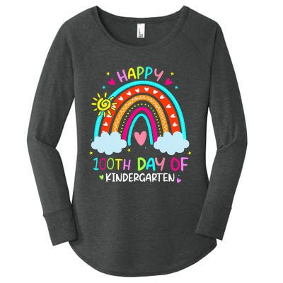 100th Day Of Kindergarten School Rainbow 100 Days Smarter Women's Perfect Tri Tunic Long Sleeve Shirt