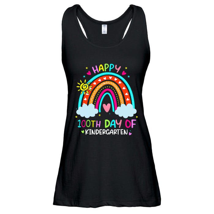 100th Day Of Kindergarten School Rainbow 100 Days Smarter Ladies Essential Flowy Tank