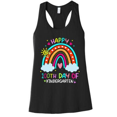 100th Day Of Kindergarten School Rainbow 100 Days Smarter Women's Racerback Tank