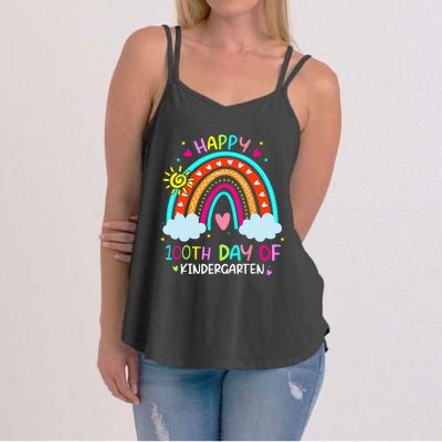 100th Day Of Kindergarten School Rainbow 100 Days Smarter Women's Strappy Tank