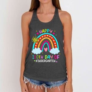 100th Day Of Kindergarten School Rainbow 100 Days Smarter Women's Knotted Racerback Tank