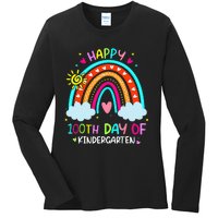 100th Day Of Kindergarten School Rainbow 100 Days Smarter Ladies Long Sleeve Shirt