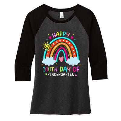 100th Day Of Kindergarten School Rainbow 100 Days Smarter Women's Tri-Blend 3/4-Sleeve Raglan Shirt