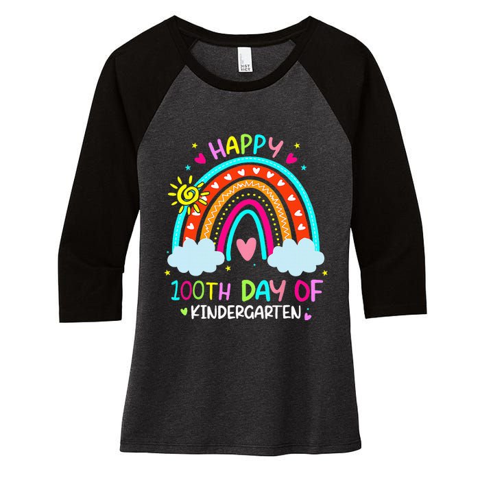 100th Day Of Kindergarten School Rainbow 100 Days Smarter Women's Tri-Blend 3/4-Sleeve Raglan Shirt