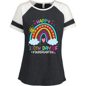 100th Day Of Kindergarten School Rainbow 100 Days Smarter Enza Ladies Jersey Colorblock Tee