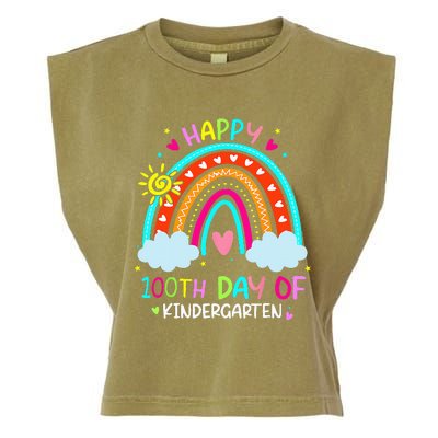 100th Day Of Kindergarten School Rainbow 100 Days Smarter Garment-Dyed Women's Muscle Tee