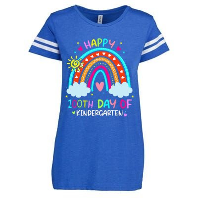 100th Day Of Kindergarten School Rainbow 100 Days Smarter Enza Ladies Jersey Football T-Shirt