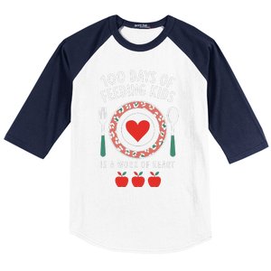 100 Days Of Feeding Is A Work Of Heart Feeding Students Baseball Sleeve Shirt