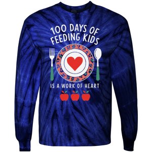 100 Days Of Feeding Is A Work Of Heart Feeding Students Tie-Dye Long Sleeve Shirt