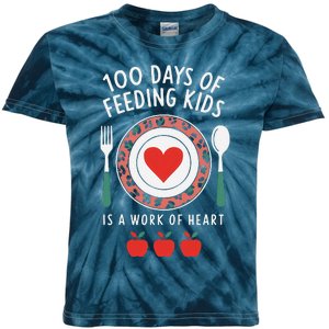 100 Days Of Feeding Is A Work Of Heart Feeding Students Kids Tie-Dye T-Shirt