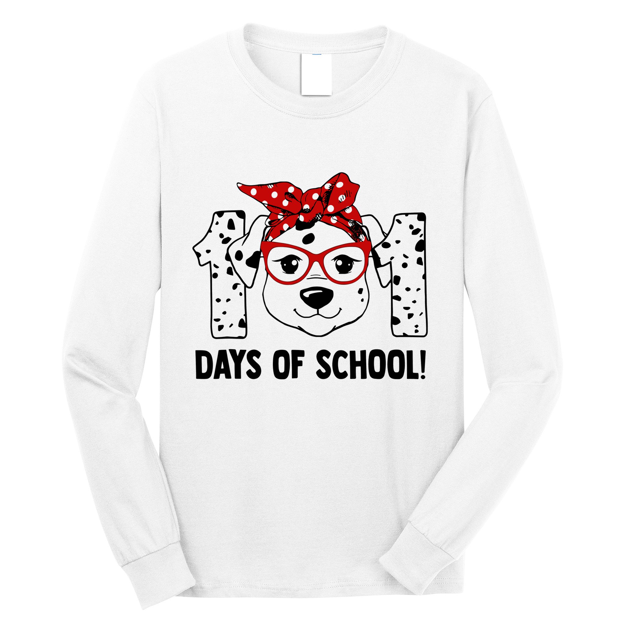101 Days Of School Dalmatian Dog Teachers Gift Long Sleeve Shirt