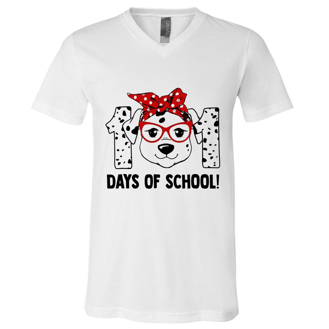 101 Days Of School Dalmatian Dog Teachers Gift V-Neck T-Shirt